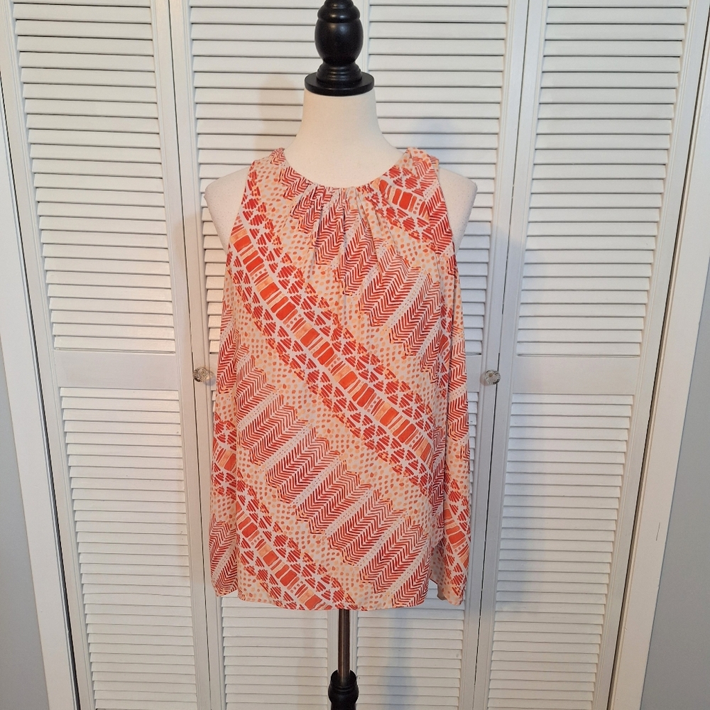 Vince camuto ruched sleeveless hi low blouse top small *C2
